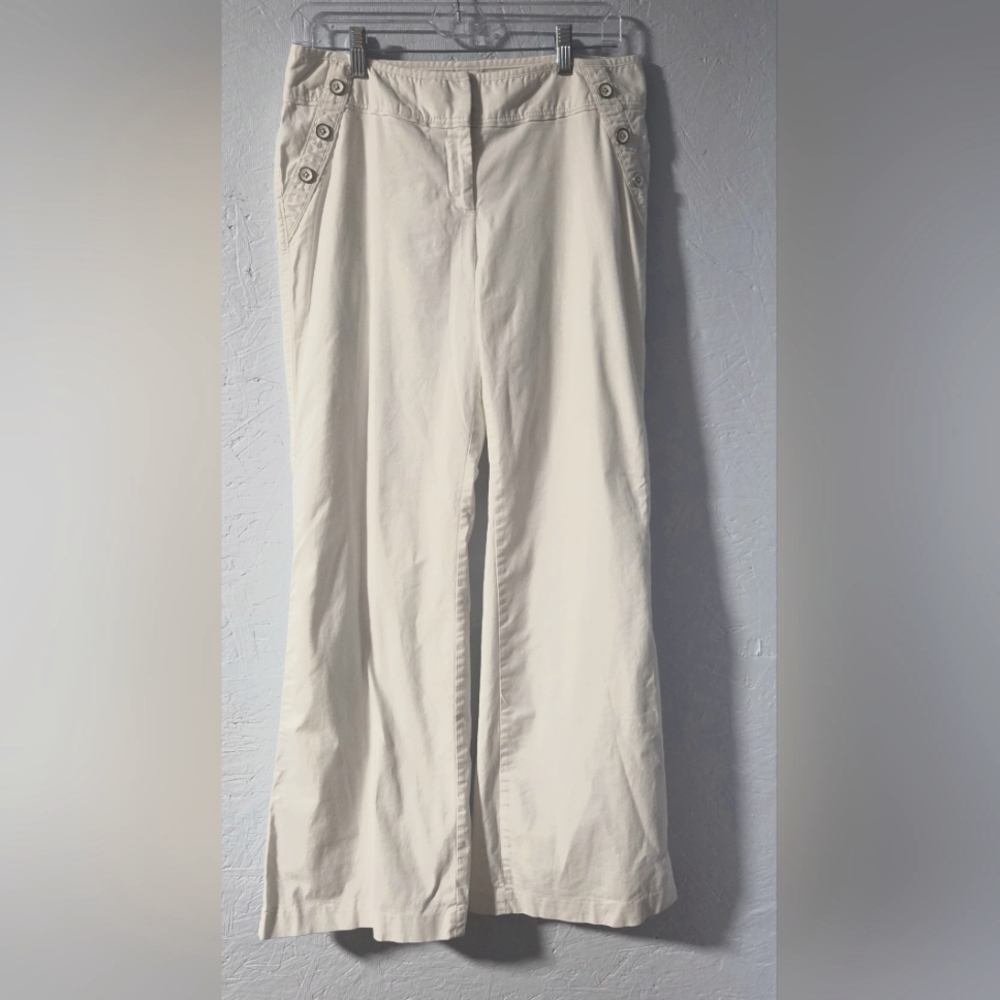 White House Black Market "Legacy" White Flare Sailor Pants - Size 6